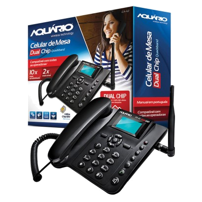 Telefone Celular de Mesa Dual Aquário CA-42 Desbloqueado Preto