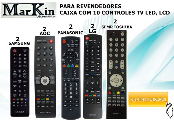 Controles LCD e LED, caixa com 10 unidades, varias marcas